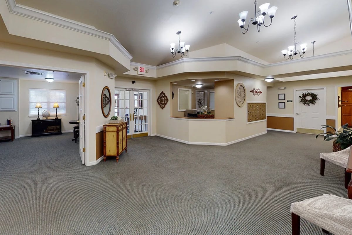 Reception area at Trustwell Living at Settlers Place in La Porte, Indiana