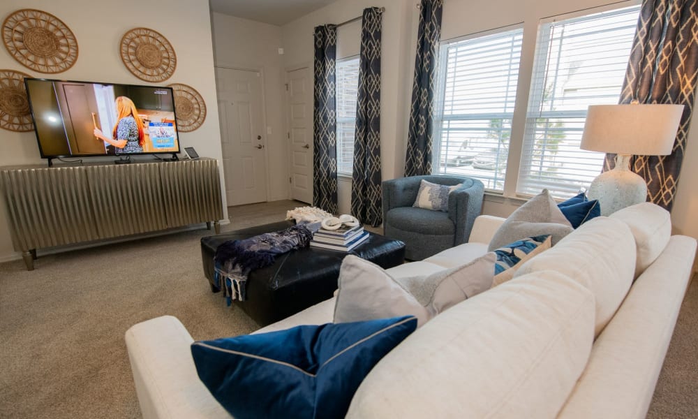 Living room at Center 301 Apartments in Belton, Missouri
