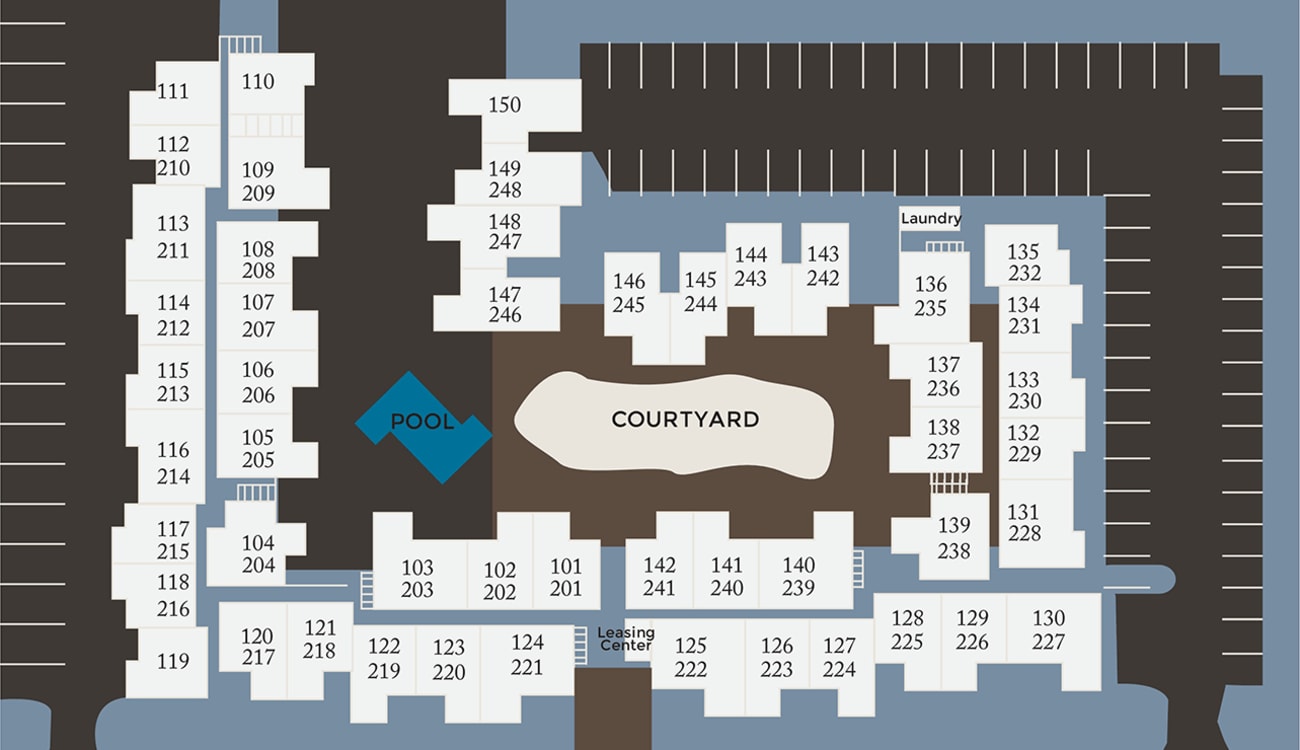 Community site map for Flora Condominium Rentals in Walnut Creek, California