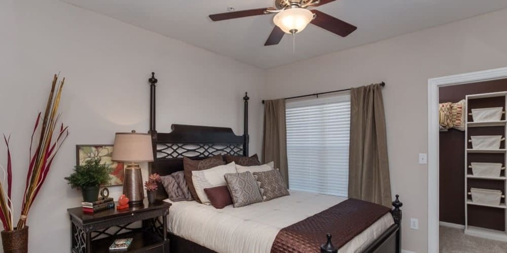 Model bedroom at The Verandas at Timberglen in Dallas, Texas