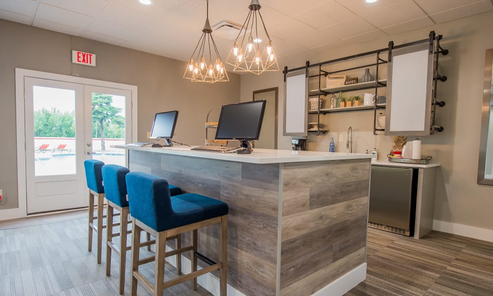 Elegant bar stools at Council Place Apartments in Oklahoma City, Oklahoma