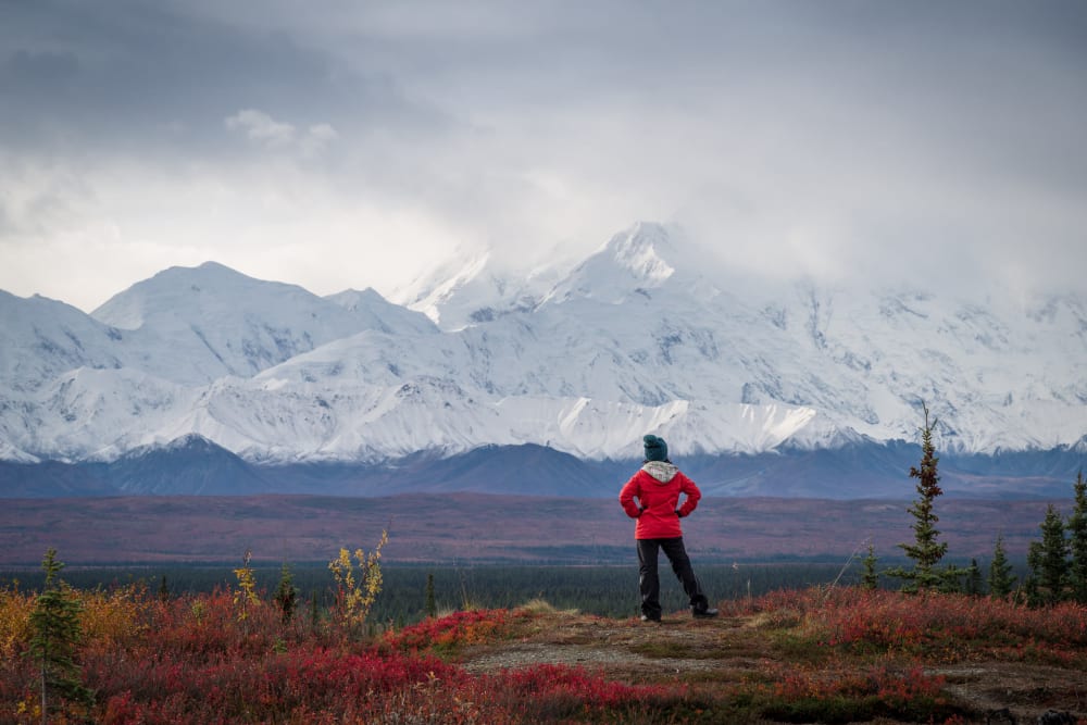 Resident contemplating the mountains