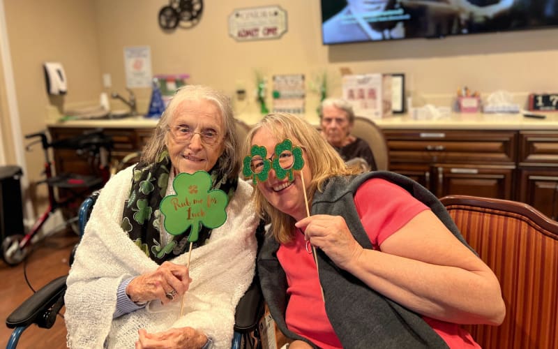 Residents celebrating St. Patrick's Day at Grand Villa of Palm Coast in Palm Coast, Florida