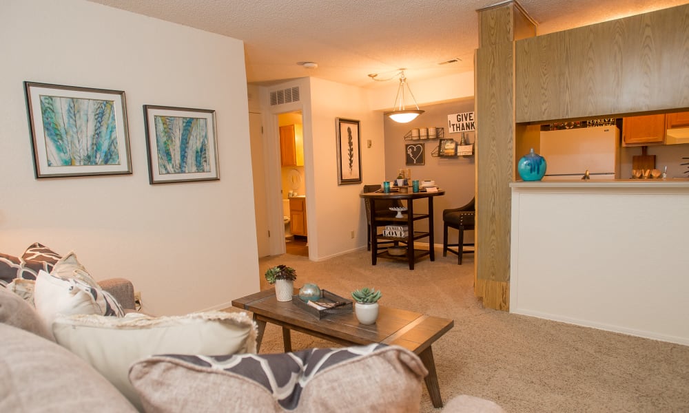 Living room at Tammaron Village Apartments in Oklahoma City, Oklahoma