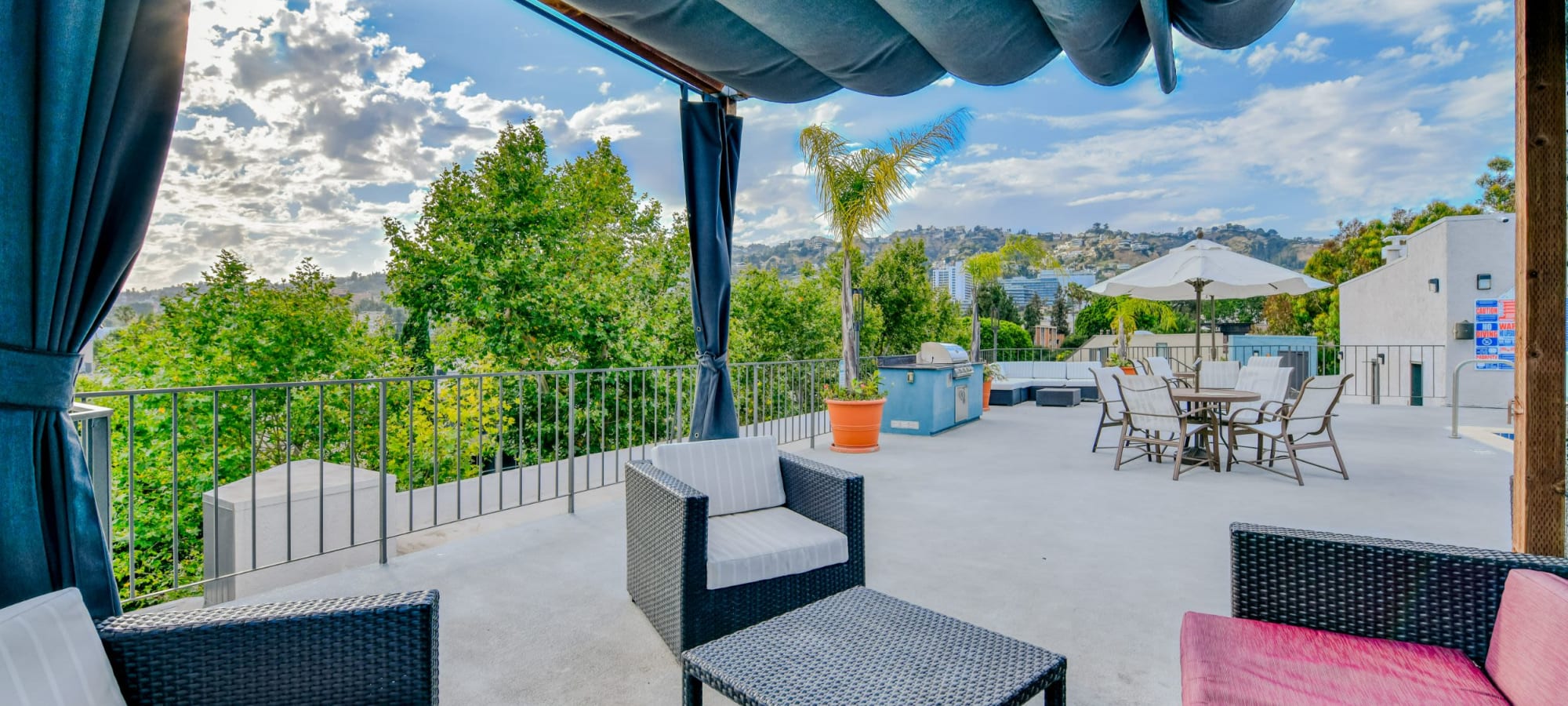 Stylish cabanas at Villa Esther, West Hollywood, California