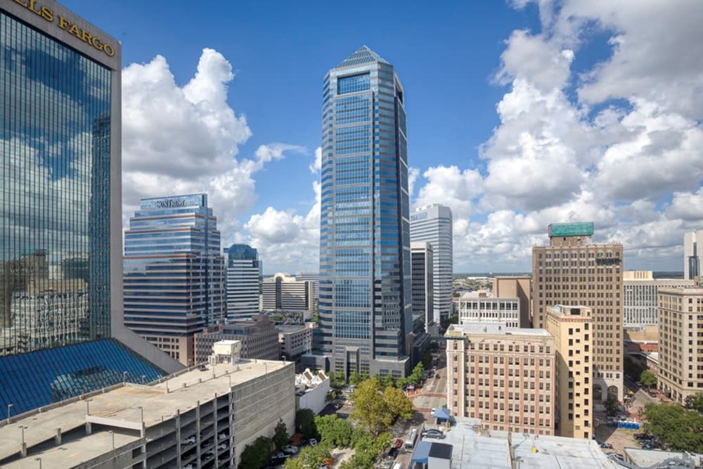 Skyline of city near properties managed by WRH Realty Services, Inc 