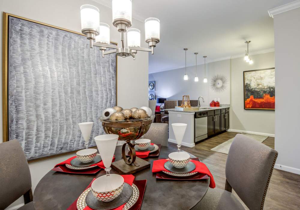 Dinning room table in apartment at Carastone in Charlotte, North Carolina