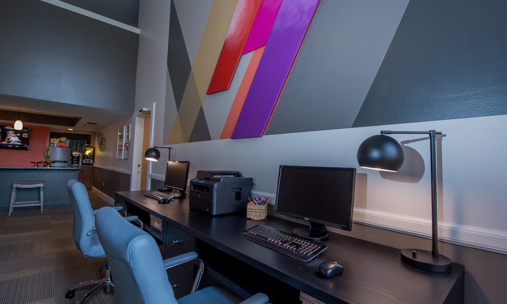 Computer area at Silver Springs Apartments in Wichita, Kansas
