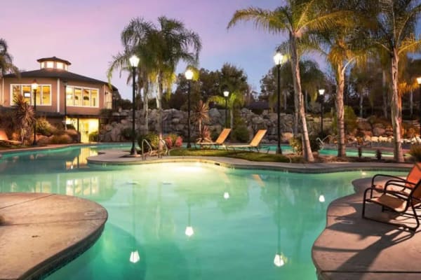 On-site pool at The Palms Apartments in Sacramento, California