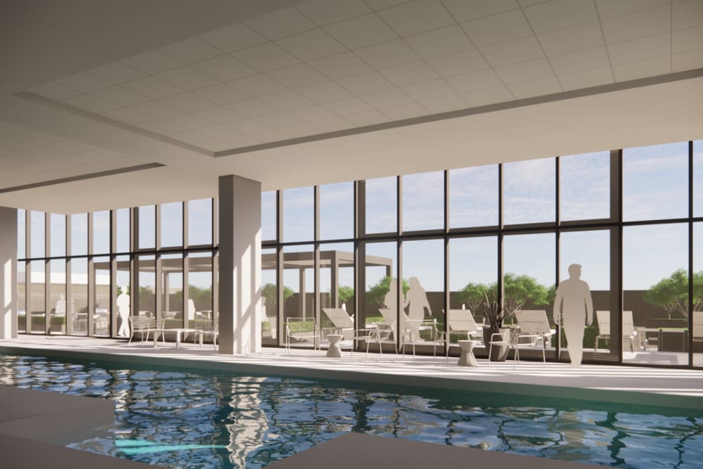 Rendering of residents indoor swimming pool at Studio Park Lofts & Tower in Grand Rapids, Michigan