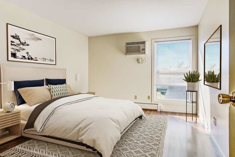 Bedroom with air condition at Powdermill Village in Westfield, Massachusetts