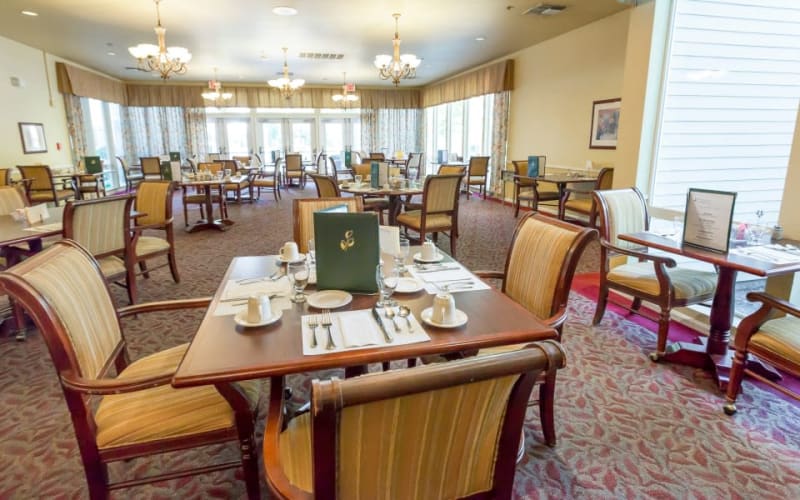 The resident dining room at Blossom Vale Senior Living in Orangevale, California.