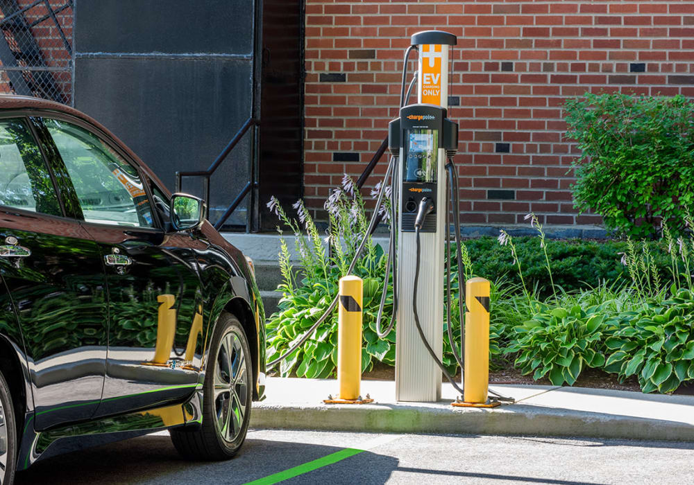 EV charging stations at Camelot Court in Brighton, Massachusetts