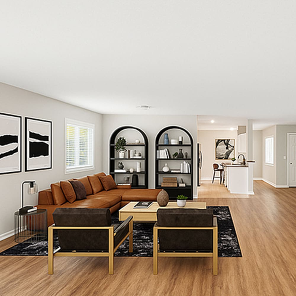 Open layout with natural light at living room 83 West Townhomes in West Bloomfield Township, Michigan