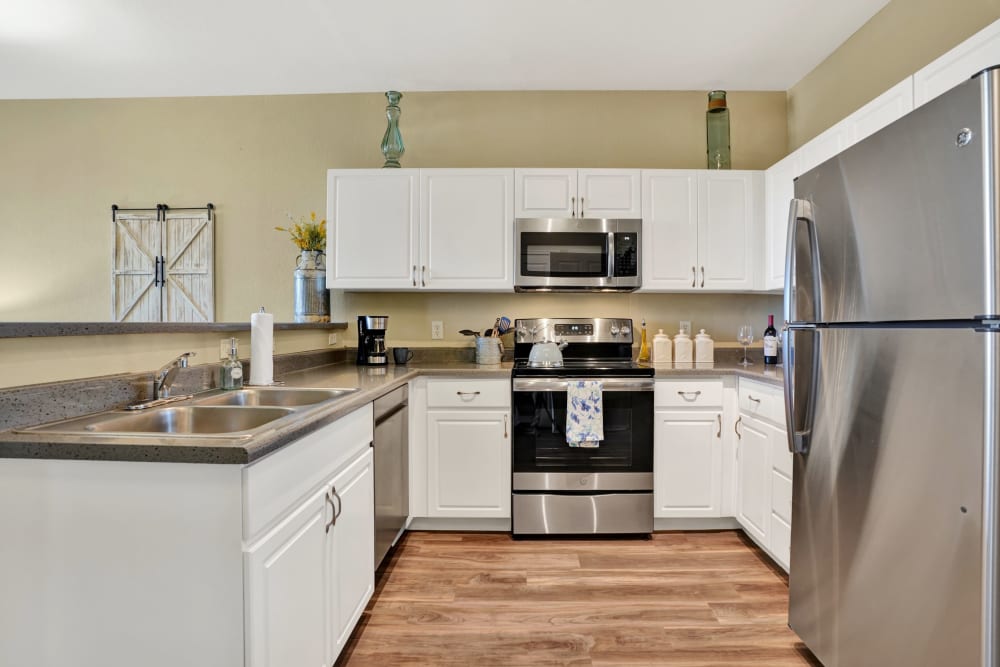 Brightly lit kitchen at McDowell Village in Scottsdale, Arizona