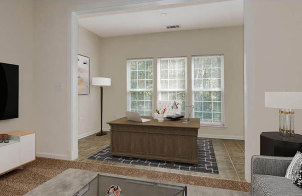 Home office area in a model home at Forest Oaks Apartment Homes in Rock Hill, South Carolina