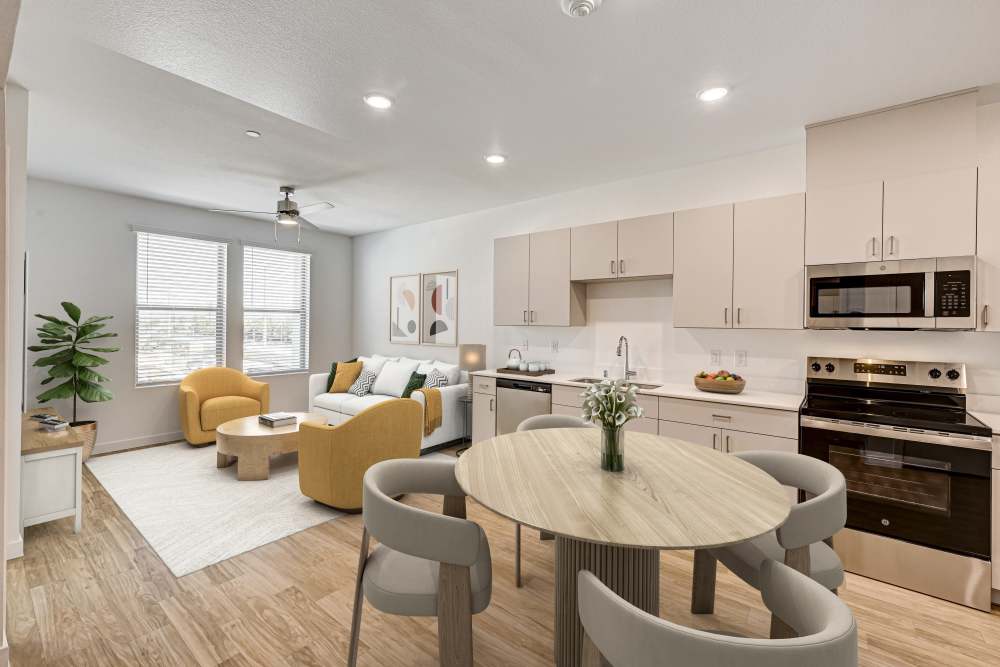 Kitchen and dining room at Heirloom at Torrey Pines in Las Vegas, Nevada
