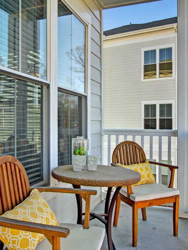 Private balcony at Bluewater at Bolton's Landing in Charleston, South Carolina