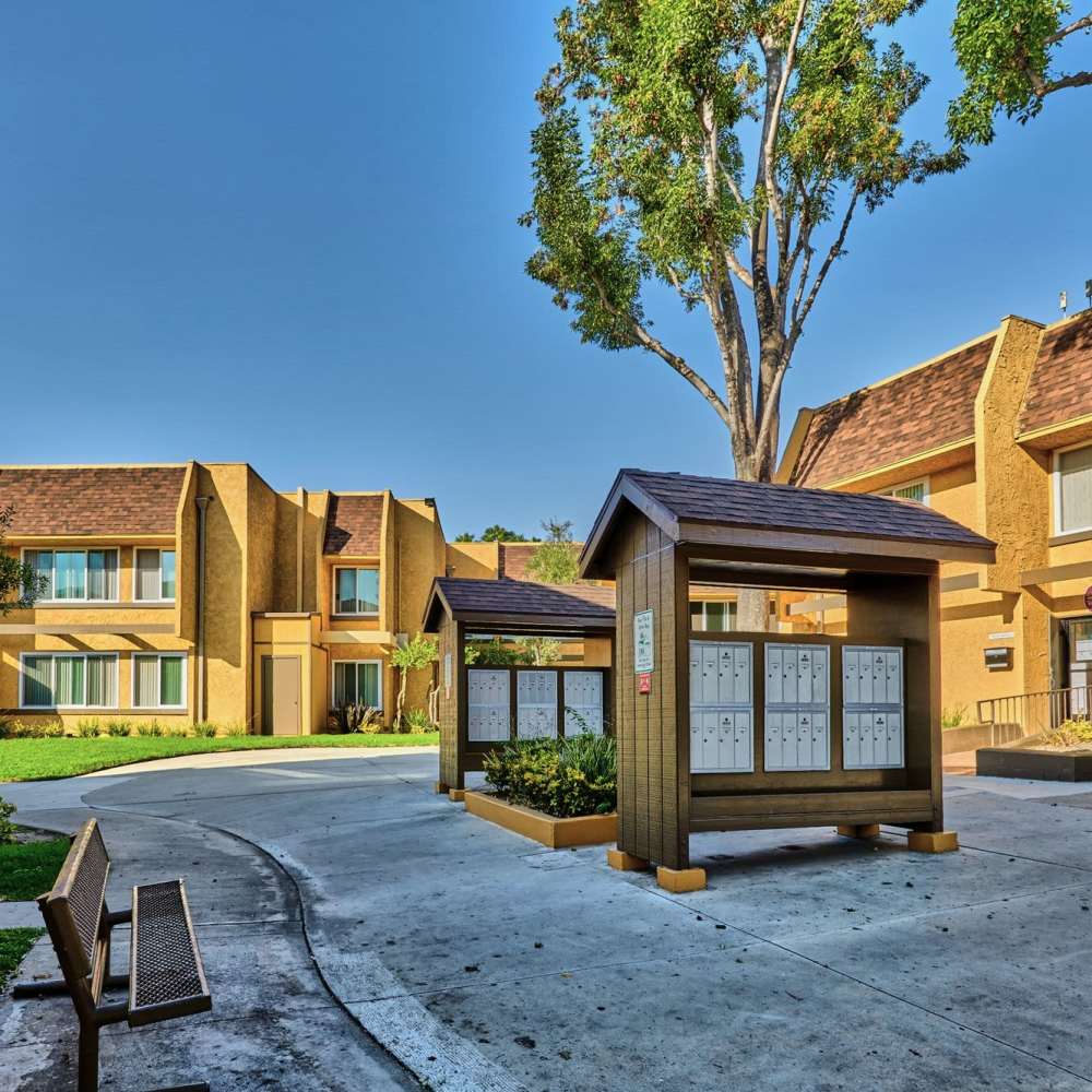 Mail box at St. Andrews Gardens in Los Angeles, California