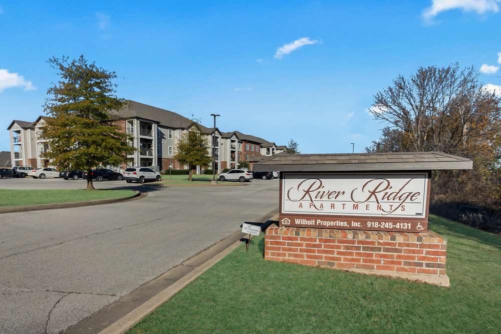 Property signage at River Ridge in Sand Springs, Oklahoma