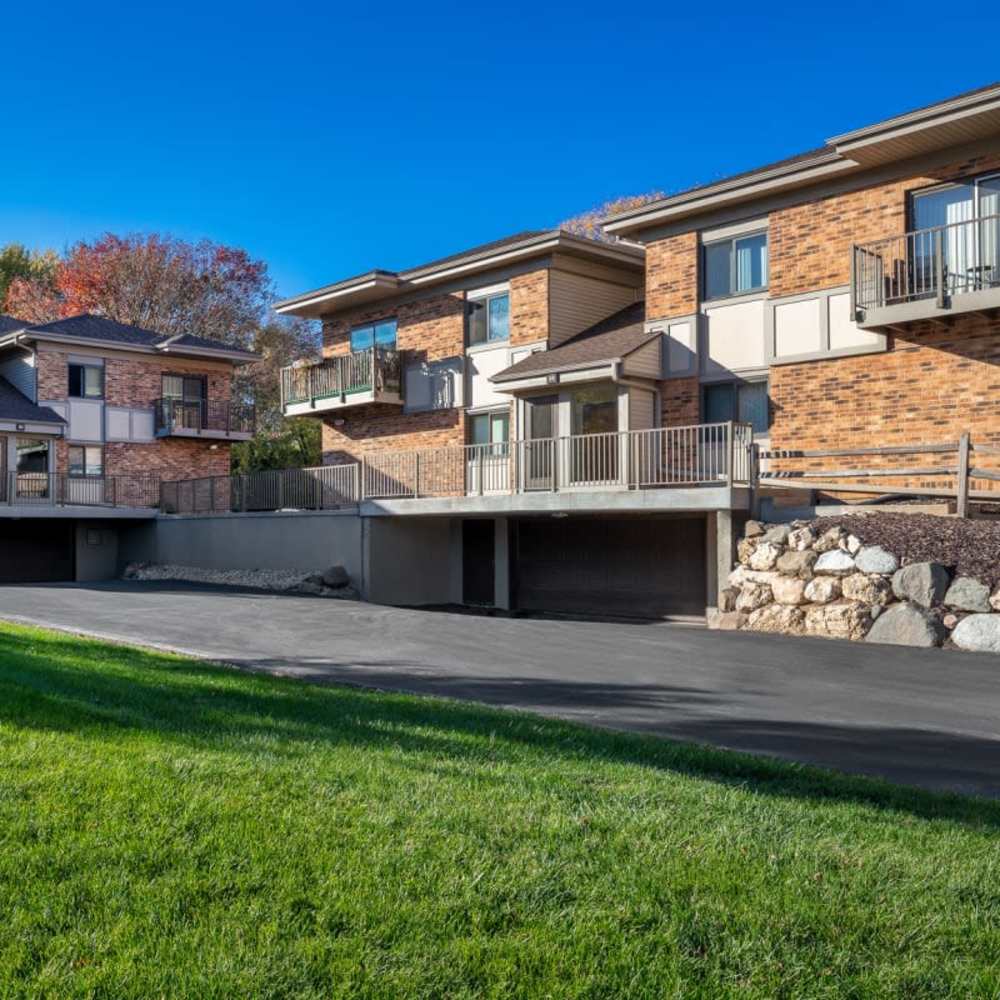 An apartment with well-trimmed lawn at Schroeder Square Apartments in Madison, Wisconsin