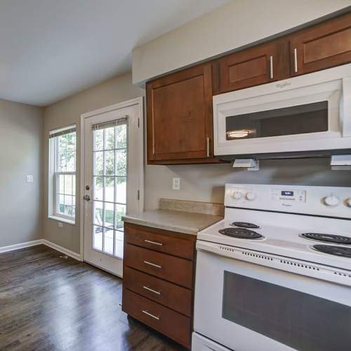 Kitchen and access to patio in townhome at Dawn Ridge in Carlisle, Pennsylvania