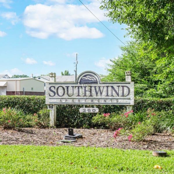 signage outside at Southwind Apartments in Richland, Mississippi