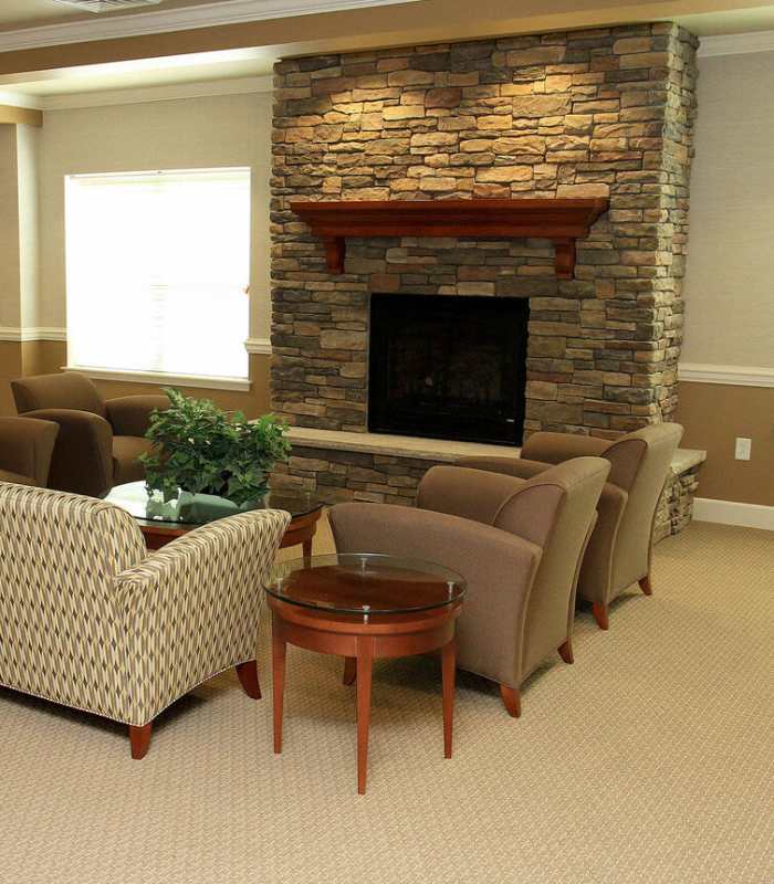 Armchair in the lobby at Legends at North Ponds in Webster, New York