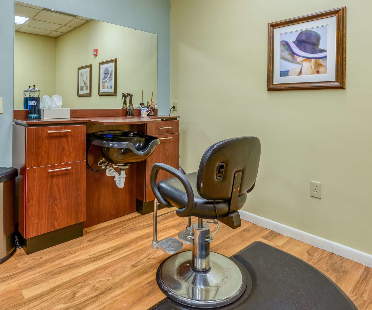 Hair salon at Pacifica Senior Living Sunrise in Sunrise, Florida
