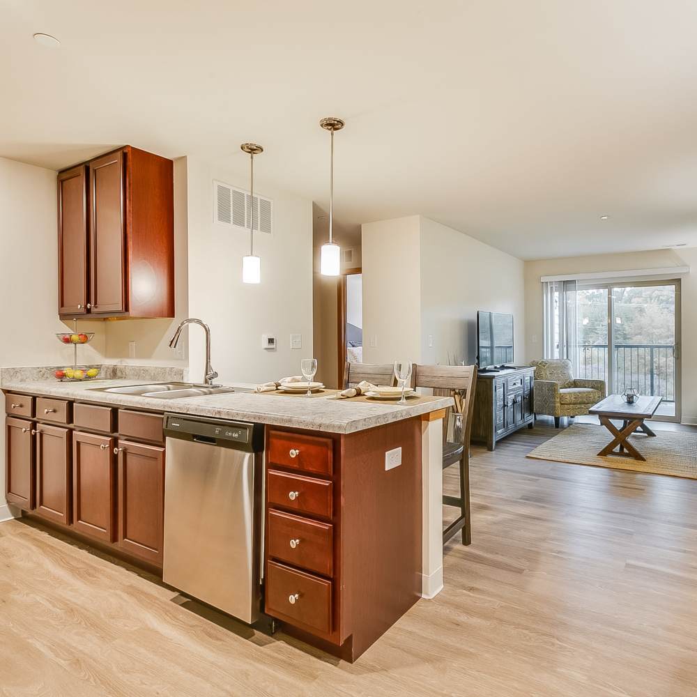 View of kitchen and patio access at Chelsea Commons in Sugar Grove Illinois