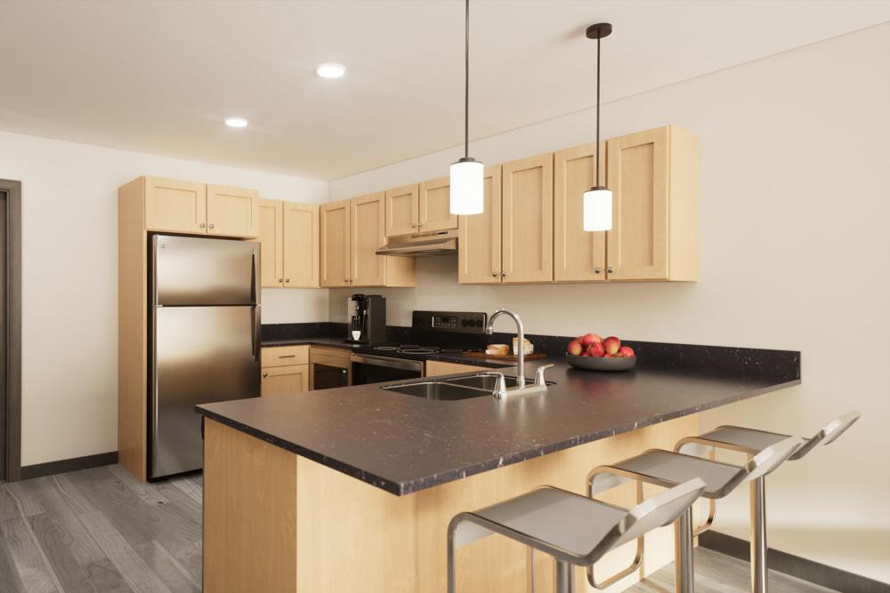 Kitchen at East National Flats Milwaukee