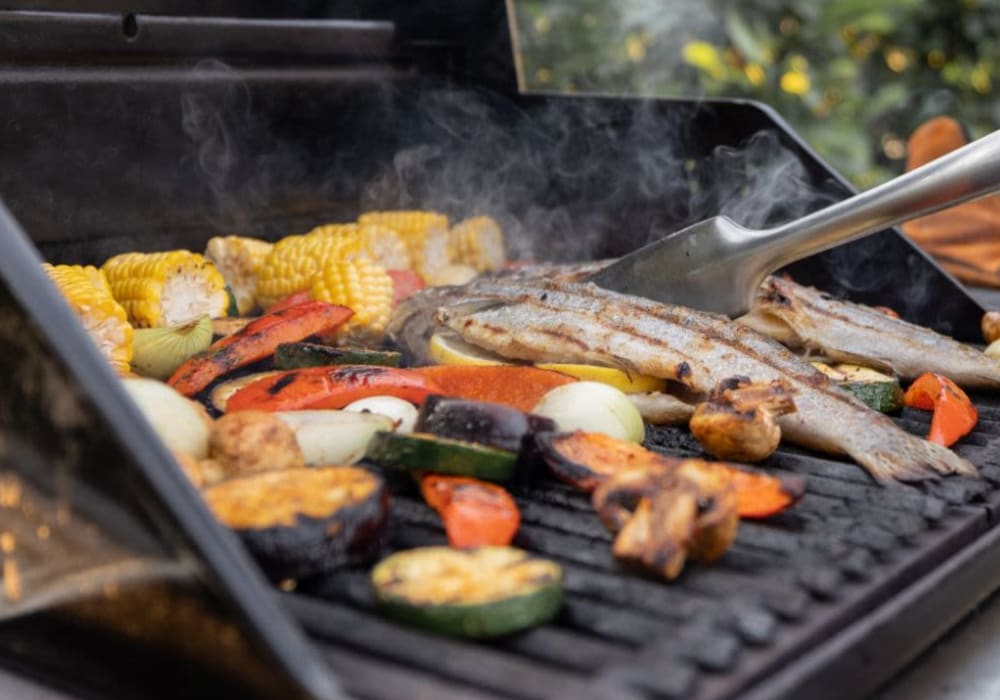 Grilling station at Oceana Apartments in Huntington Beach, California