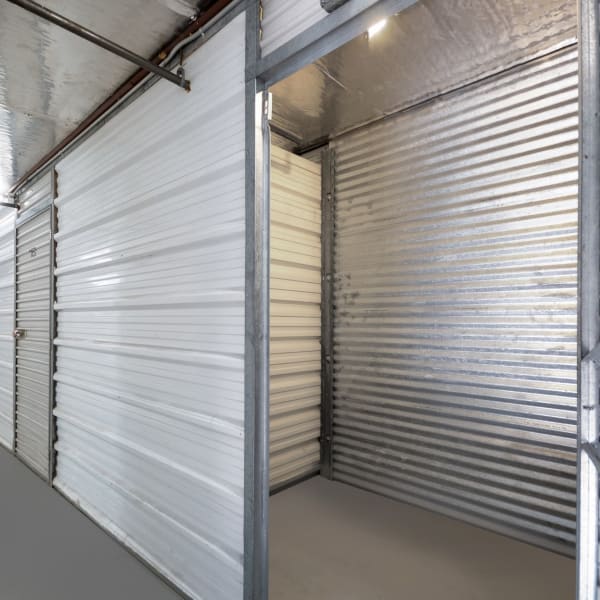 An open indoor self storage unit at StorQuest Self Storage in Vallejo, California