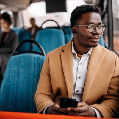 Resident on bus near Pinnacle Apartments in Fife, Washington