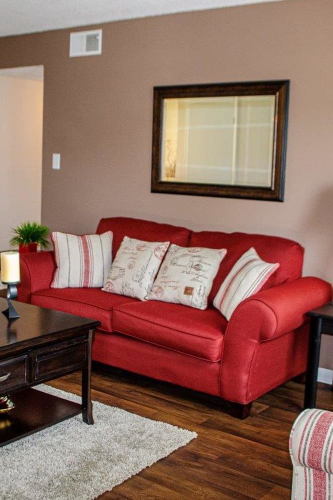 Wood-style flooring in a living room at Vista Villa in Charlotte, North Carolina