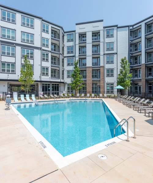 Resort-style pool at District at 54 in Raleigh, North Carolina