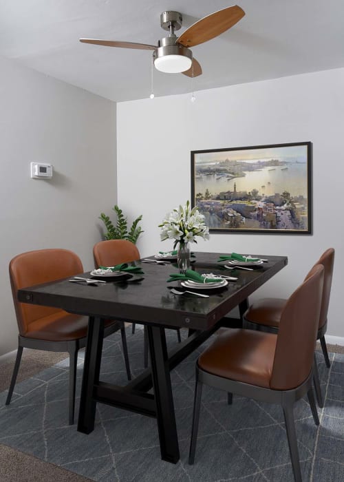 Dining room of a model home at The Flats at Columbia Pike in Silver Spring, Maryland