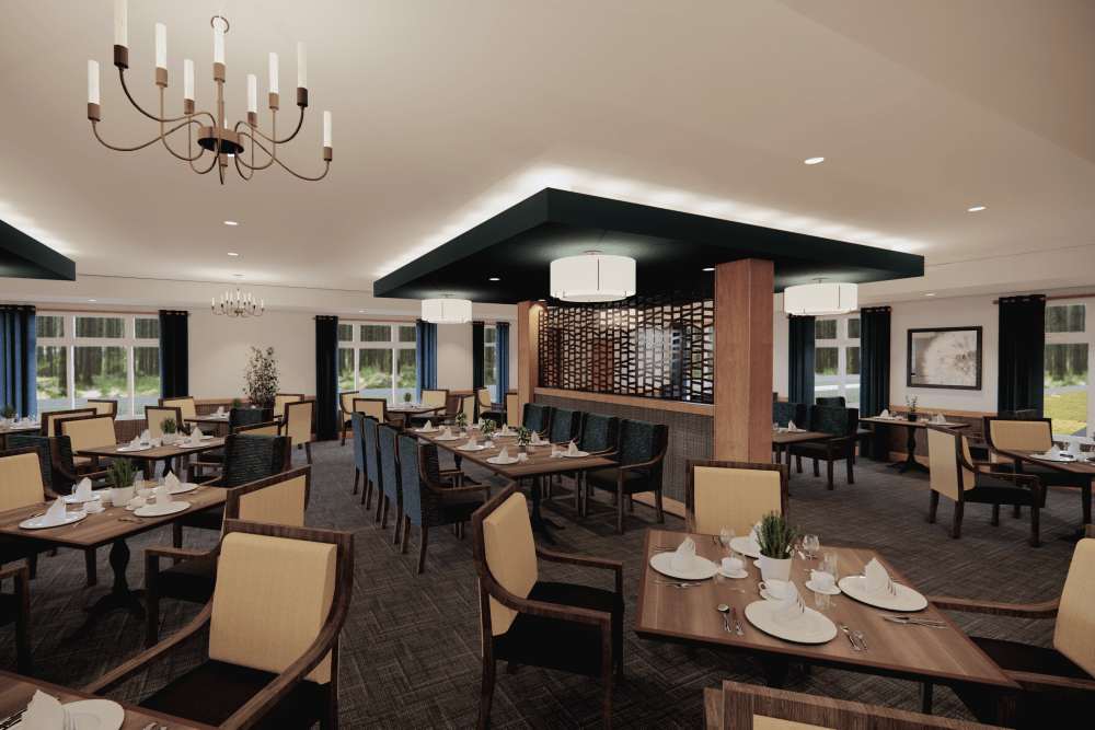 Dining hall at Broadwell Senior Living in Plymouth, Minnesota