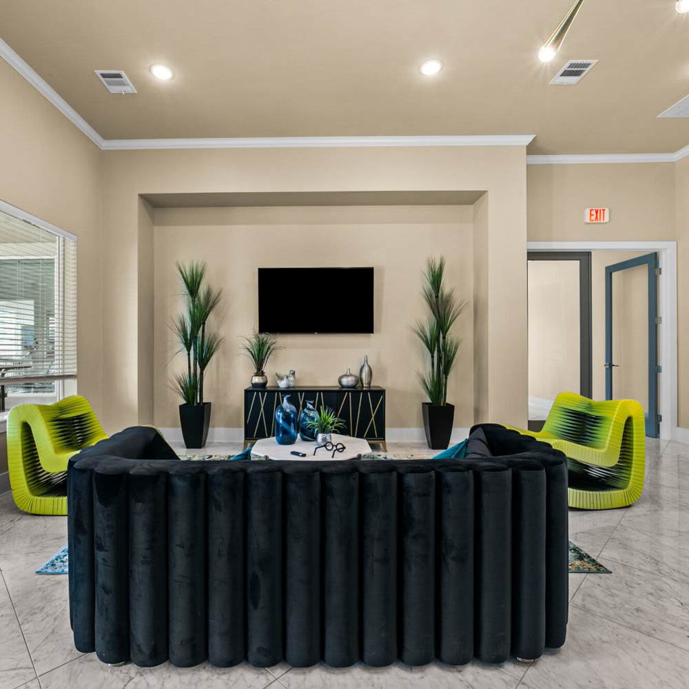 Living area in clubhouse at Cross Timbers Apartments in Greenville, Texas