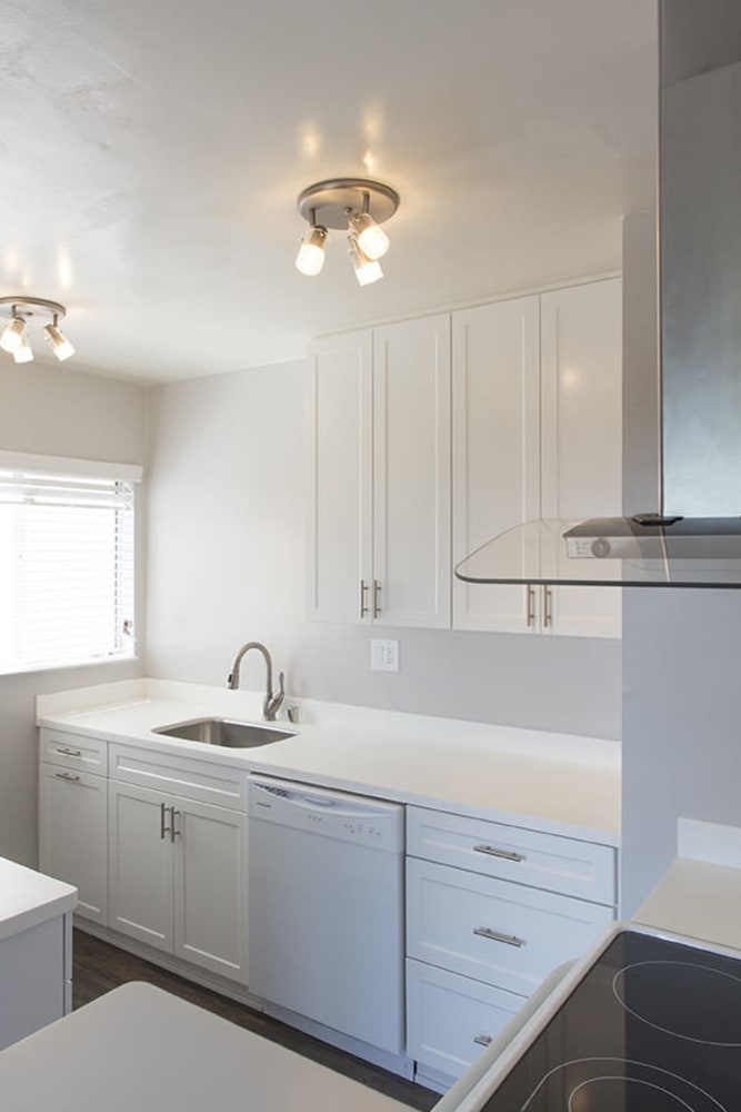 Bright Upgraded kitchen with dishwasher at Emerald Manor Apartments, San Diego, California