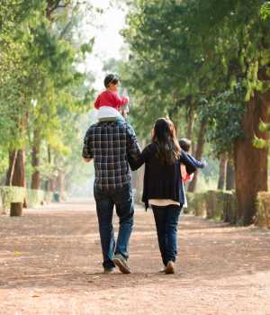 A cute family out for a walk near to Murphy's Farm Apartments in Morganton, North Carolina