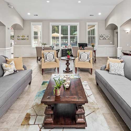 Clubhouse lounge at Avalon At Sweeten Creek in Arden, North Carolina