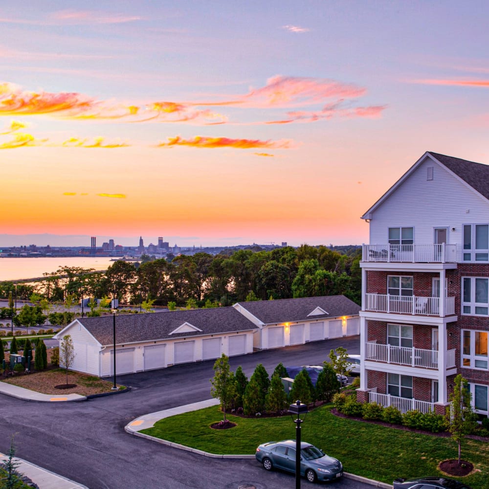 Beautiful sunset at Kettle Point Apartments, East Providence, Rhode Island