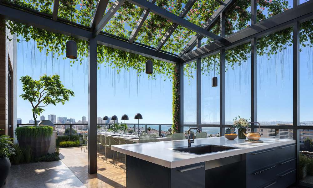 Rooftop lounge with amazing views at Treehouse in San Diego, California