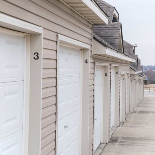 Community garages at Golf View in Pleasant Hill, Iowa