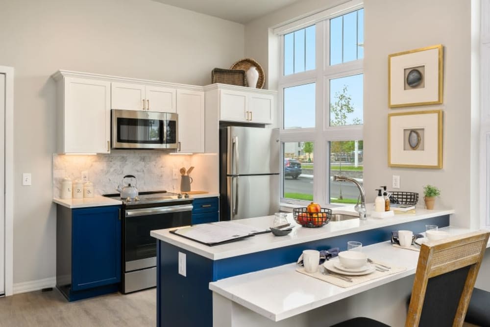 Kitchen in apartment at Anthology of Simsbury in Simsbury, Connecticut