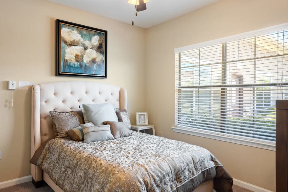 Serene bedroom in apartment at Anthology of Stonebridge Ranch in McKinney, Texas