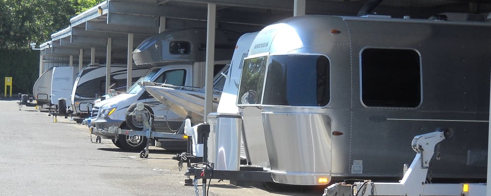 Boats and RVs at Cascade Park Self Storage in Vancouver, Washington