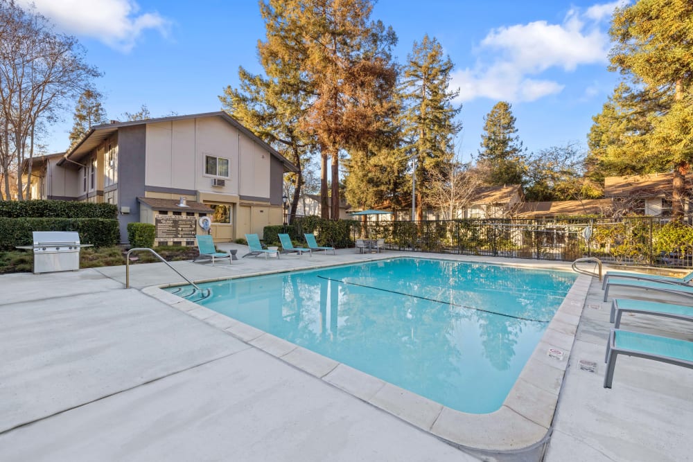 Resort-style pool at Montecito Apartments in Santa Clara, California