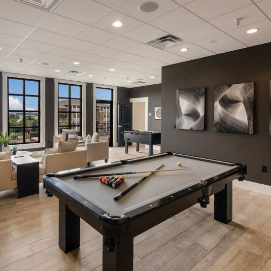Billiards table in game room at The Adams at Peppers Ferry in Christiansburg, Virginia